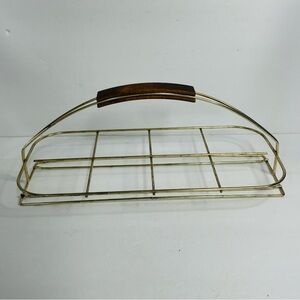 mcm vintage drink glass cady gold wooden handle low